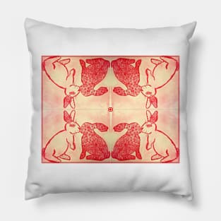 Kissing Red Rabbits Pillow