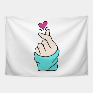 Cute Heart Aqua Blue Green Pink Korean Love Finger Snap Gifts Tapestry