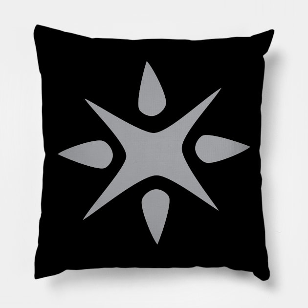 Large Geometric abstract snowflake in grey Pillow by Angel Dawn Design