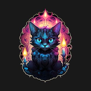 Black cat with candles T-Shirt