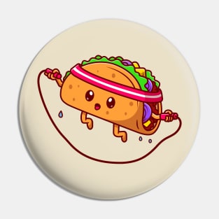 Cute Taco Playing Jump Rope Cartoon Pin