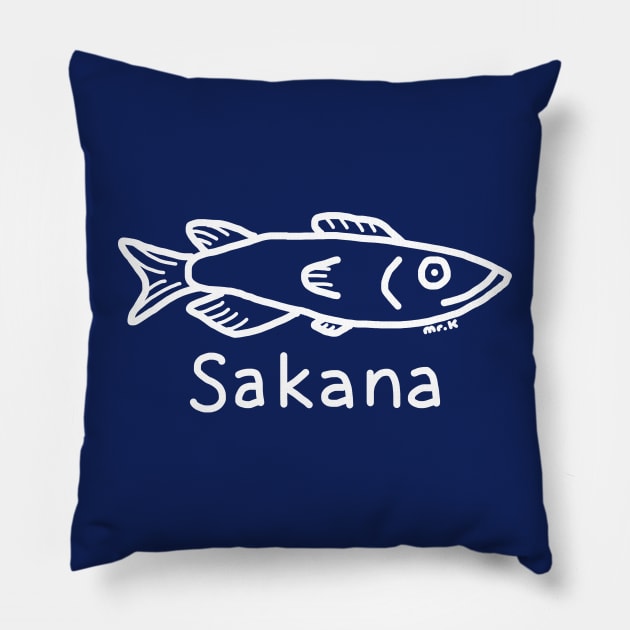 Sakana (Fish) Japanese design in white Pillow by MrK Shirts