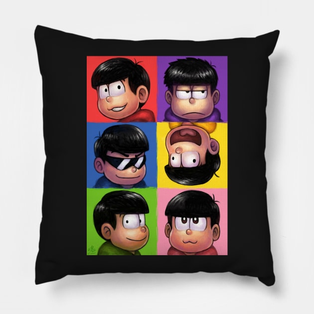 Six Same Faces Pillow by RySpirit