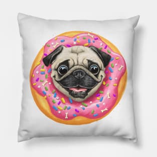 Pug in a donut Pillow