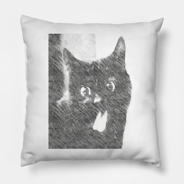 black cat Pillow by Banyu_Urip