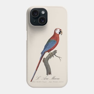 Red and Green Macaw Parrot - L' Ara Macao - Jacques Barraband 19th century Illustration Phone Case