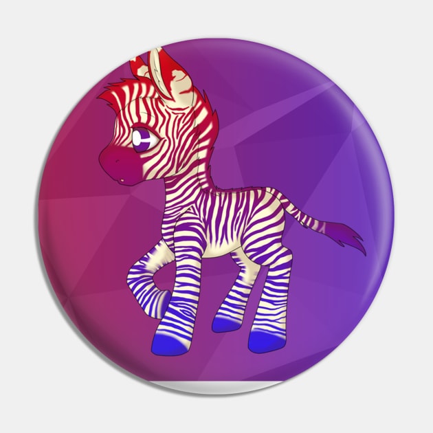 Red Blue Gradient Baby Zebra Pin by SaruCharmed Designs