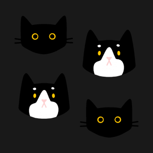 Cute Black and tuxedo Cat Pattern T-Shirt