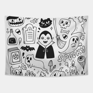 Awesome Halloween Doodle Art Tapestry