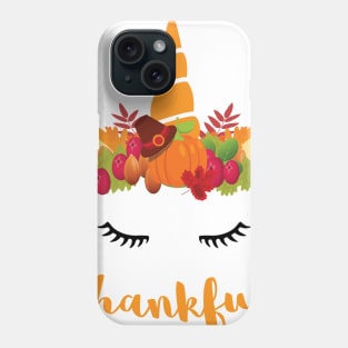 Unicorn Thanksgiving Women and Toddler Fall T-Shirt Thankful Phone Case