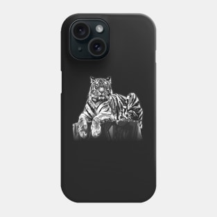 Tiger illustration in Black and White Phone Case