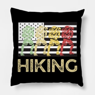 Hiking Team Vintage American Flag Pillow