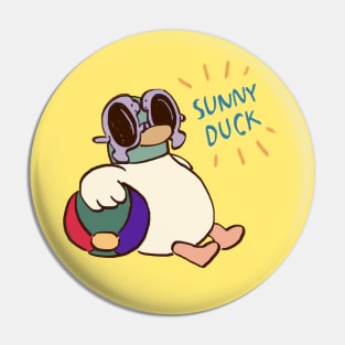 sunny duck goes to the beach in beach break with text / children cartoon Pin