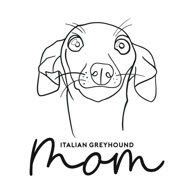 Italian Greyhound mom; with cute cartoon IGGY black line art. by This Iggy Life