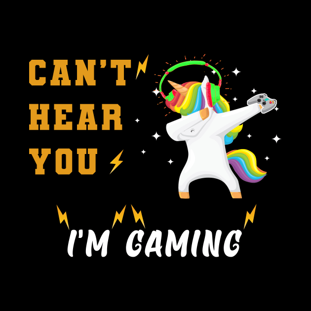 Unicorn dabbing - can't hear you i'm gaming by Flipodesigner