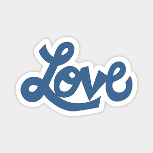 Whimsical Love cartoon illustrated text in steel blue Magnet