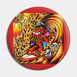 devil surfing With Friends Pin