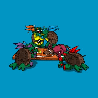 Funny Zombie Ninjas Eating Master 80's Cartoon Gift For Zombie Lovers T-Shirt