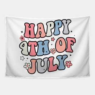 Groovy Happy 4th of July American Retro Patriotic USA Tapestry