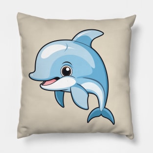 jumping dolphin cartoon Pillow