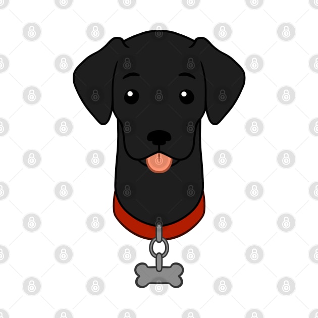 Cartoon Illustrated Black Labrador Retriever With Dog Bone Collar by RosemaryRabbit