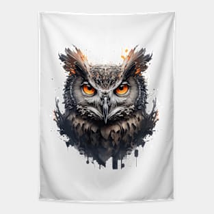 Owl Portrait Animal Painting Wildlife Outdoors Adventure Tapestry