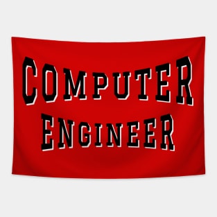 Computer Engineer in Black Color Text Tapestry