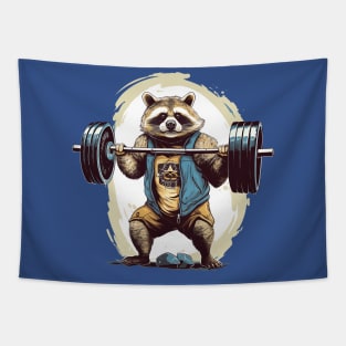 raccoon lifting weight Tapestry