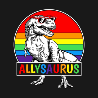 Allysaurus LGBT Tshirt Dinosaur Rainbow Flag Ally LGBT Pride T-Shirt