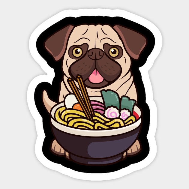 Ramen Lover Anime Pug Dog Ramen Lover Sticker Teepublic Uk Ramen Lover Anime Pug Dog Ramen Lover Sticker Teepublic Uk