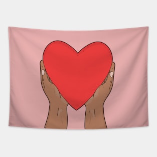 Heart in hands Tapestry