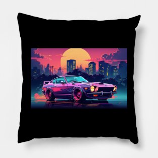 Retro Cityscape Datsun Pillow