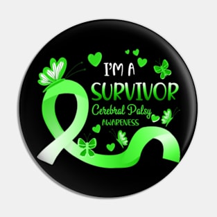 I'm A Survivor Cerebral Palsy Awareness Green Butterfly Pin