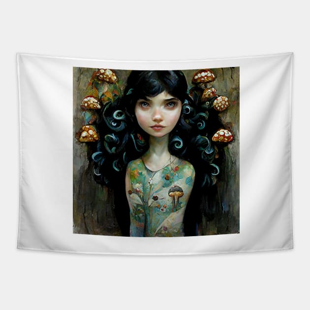 Medusa Hair Mushroom Faerie - Kim Turner Art Tapestry by KimTurner