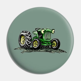 Green Cartoon Tractor Pin