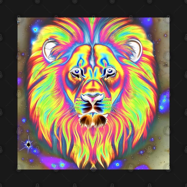 The Lion in Negative Rainbow by BlakCircleGirl