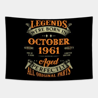 62nd Birthday Gift Legends Born In October 1961 62 Years Old Tapestry