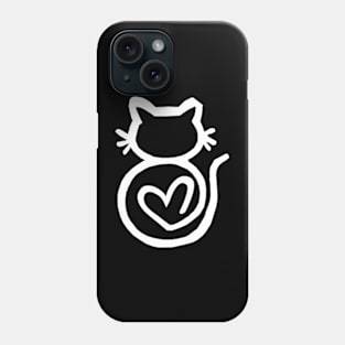 Kitty Heart Outline White Phone Case