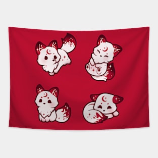 Red Moon Foxes Tapestry