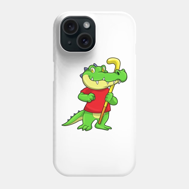 Crocodile at Field hockey with Hockey stick Phone Case by Markus Schnabel