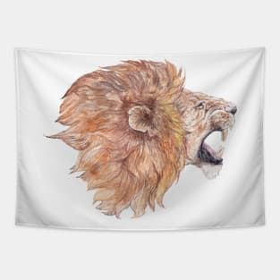 Roaring Watercolor Lion Tapestry