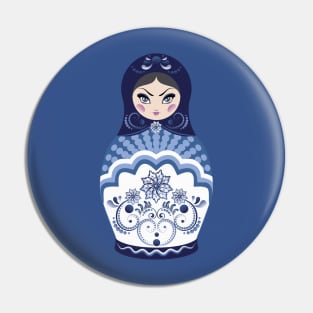 Blue Matryoshka Doll Pin