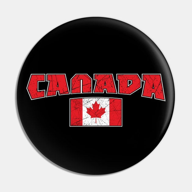 Canada Name with Canadian Flag Design Pin by QualiTshirt