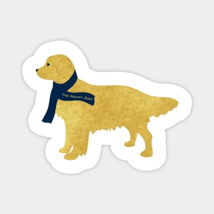 Preppy Golden Retriever - Navy Winter Scarf Magnet