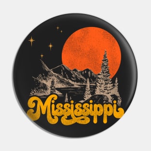 Vintage State of Mississippi Mid Century Distressed Aesthetic Pin