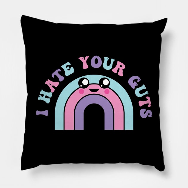 Kawaii Pastel Goth Cute Rainbow Japanese I Hate Your Guts Pillow by PodDesignShop