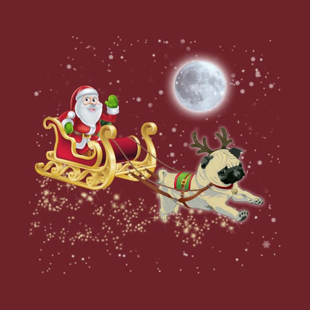 Reindeer Pug Dog with Santa Claus | Christmas Shirt For Women Men by kienalive