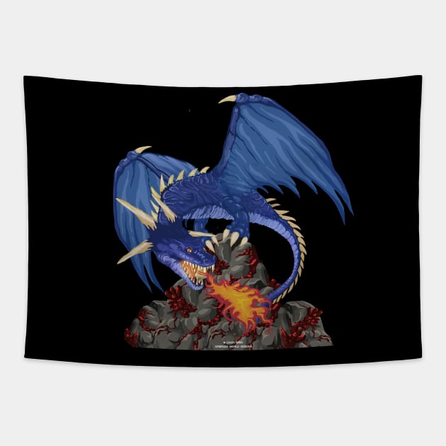 Blue Dragon Fantasy Novelty Gift Tapestry by Airbrush World