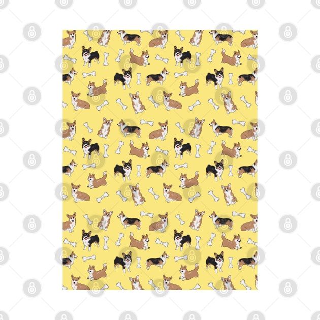 cute corgi pattern - yellow by Sweet Sugar