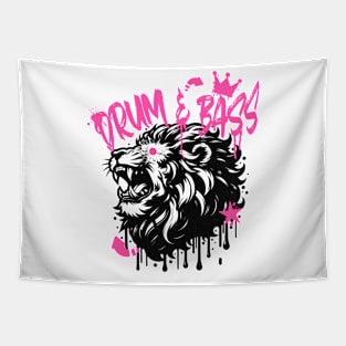 DRUM AND BASS  - Stenciled Lion (black/pink) Tapestry